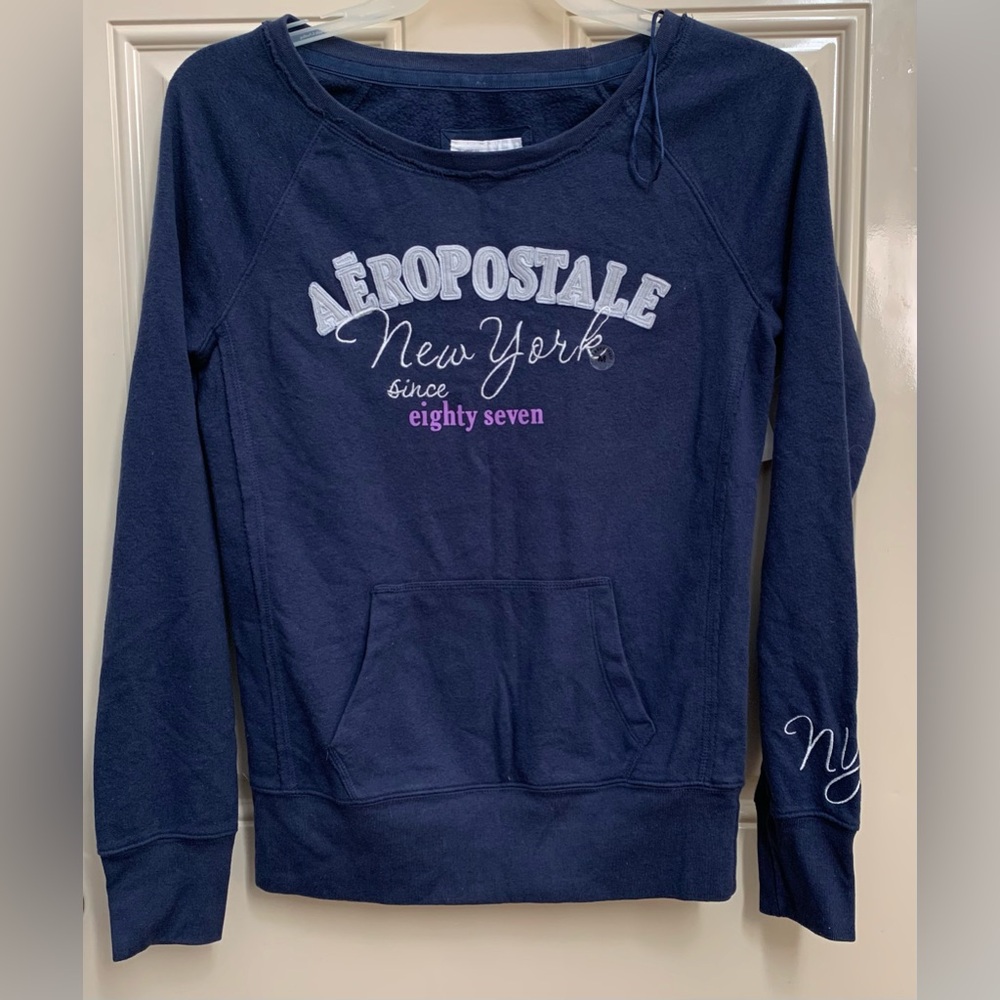 NWT Aeropostale Women Crew Sweatshirt - Navy Blue Medium